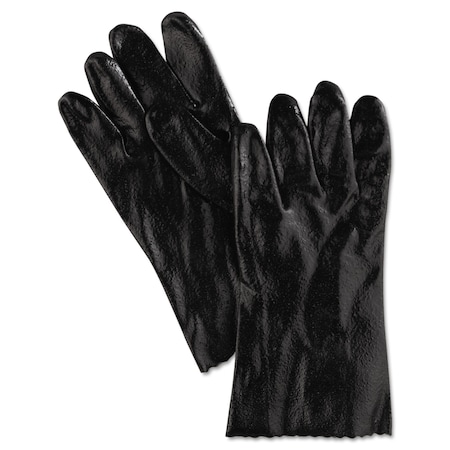 Mcr Safety Gloves, PVC, Black, Large 12 PK 127-6212R